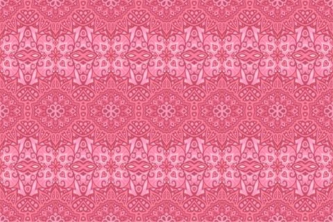 Pink art with seamless abstract eastern pattern Stock Illustration