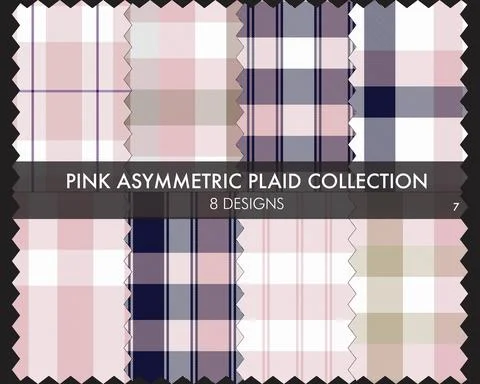 Pink Asymmetric Plaid Seamless Pattern Collection Stockillustratie