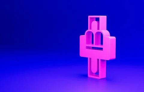 Pink Attraction carousel icon isolated on blue background. Amusement park Stockillustratie