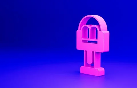 Pink Attraction carousel icon isolated on blue background. Amusement park Illustrazione stock