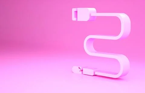 Pink Audio jack icon isolated on pink background. Audio cable for connection  Illustrazione stock