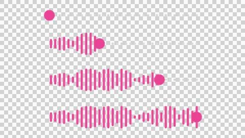 Pink audio waveform progress bar and loading indicators. Transparent backgr Stock Illustration