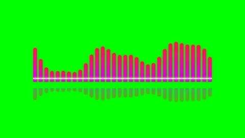 Pink audio waveform visualization with reflection on a green screen backgroun 動画素材 340903492