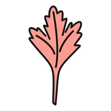 Pink autumn leaf doodle drawing on white background Stock Illustration