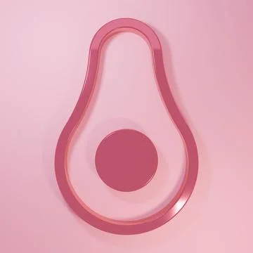 Pink Avocado fruit icon isolated on pink background. Minimalism concept. 3D.. Stock Illustration