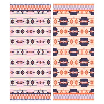 Pink aztec beach towel vector print. Stock Illustration