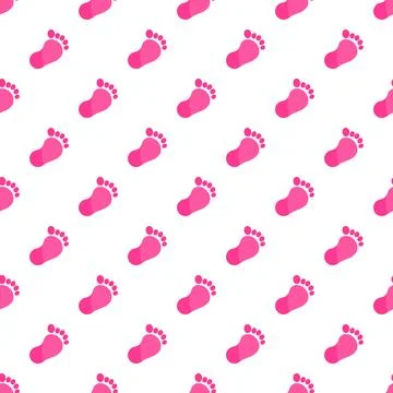 Pink baby footprints seamless pattern for baby girl design Stock Illustration