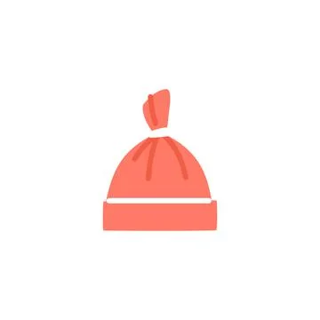 Pink baby hat flat icon isolated on white Stock Illustration