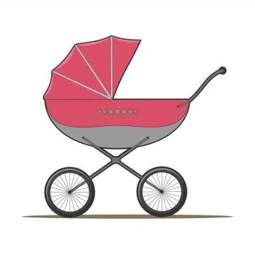 Pink baby stroller Stock Illustration