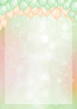 Pink background with balloon header and border Stock Illustration