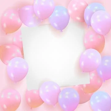 Pink background from balls with a blank sheet of paper Stock Illustration