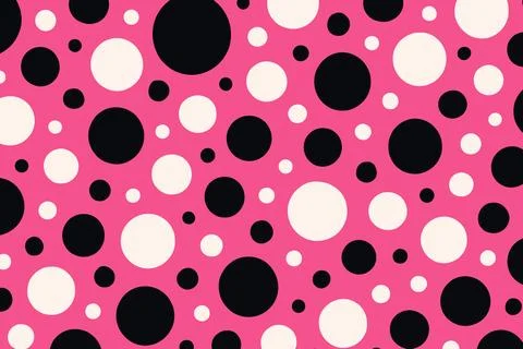Pink Background with Black and White Polka Dots Pattern イラスト素材