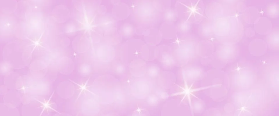 Pink background with bokeh elements and twinkling stars for postcards, banner Illustrazione stock
