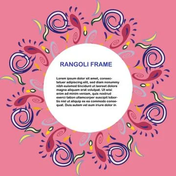 Pink background card template with note rangoli frame. Stock Illustration