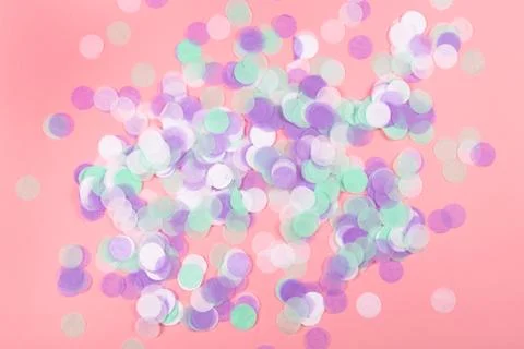 Pink background with confetti. Stock Photos