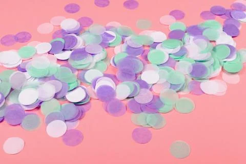 Pink background with confetti. Stock Photos