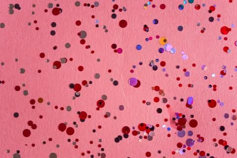 Pink background with confetti with space for text. valentine's day, birthday. Stock Photos