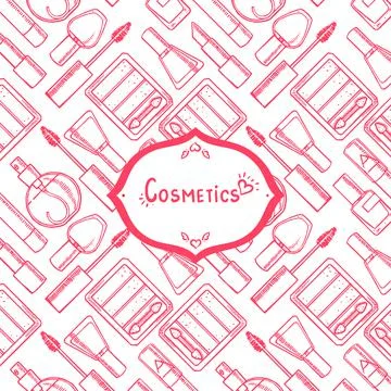 Pink background with cosmetics Stock Illustration