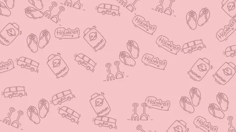 Pink background with cute cartoon faces pattern Vidéo 328441100