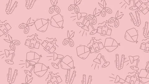 Pink background with cute cartoon illustrations Vidéo 335121639