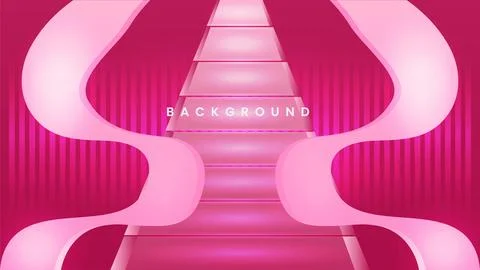 Pink background dynamic waves and stairs. Bright lines effect texture Stock Illustration