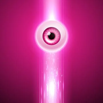 Pink background with eye and binary code. Stock Illustration