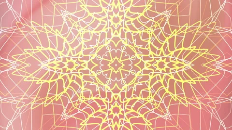 Pink background features yellow white intricate line art. Stock Footage 302149109