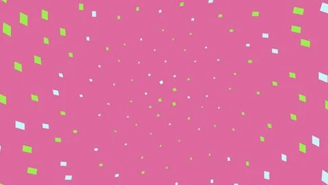 Pink background with floating green and light blue squares Stock Illustration