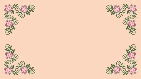 Pink background with floral border Stock Illustration