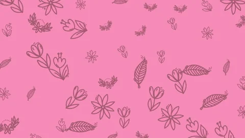 Pink background with a flower and leaf pattern. Suitable for springthemed design Video stock 324262526