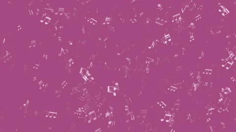 Pink background with flying musical notes. Looped animation of music symbols. Stock Footage 288026567