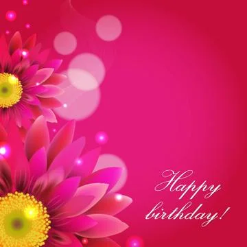 Pink background with gerbers Illustrazione stock