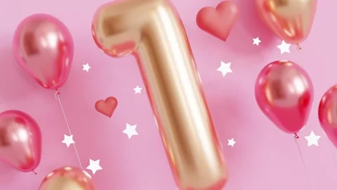 A pink background with golden number one Stock Footage 335636638