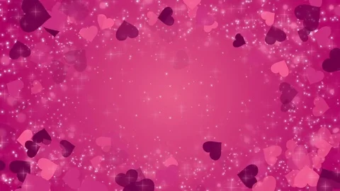 Pink background with a hearts and glowing particles Stock Footage 84580167