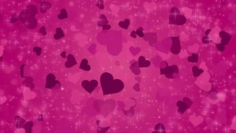 Pink background with a hearts and glowing particles Stock Footage 84626947