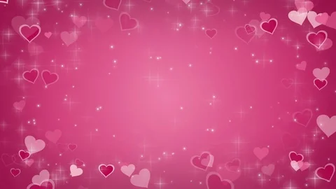 Pink background with a hearts and glowing particles Stock Footage 84712077