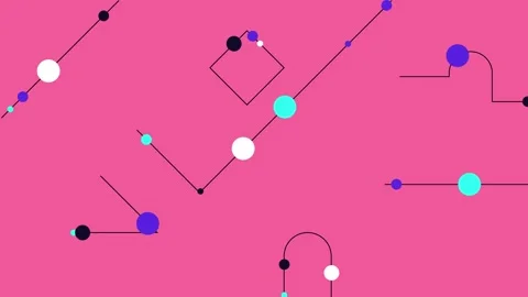 Pink background with lines and circles resembling a watercolor painting Stock Footage 270246858