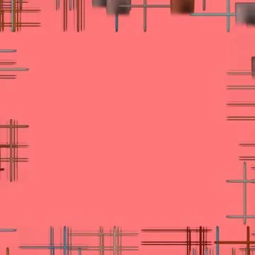 Pink background with multicolored checkered pattern as frame border. Stock Illustration