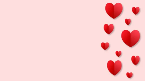 On a pink background, red hearts appear and imitate the beating of the heart Stock Footage 201133542