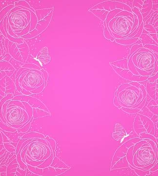 Pink  background with roses Stock Illustration