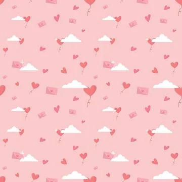 Pink background seamless pattern vector illustration. Design for love and rel Stock Illustration