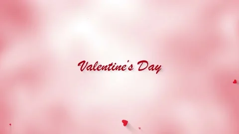Pink background with shimmering red hearts and text valentine's day Stock Footage 166604487