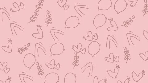 Pink background with simple line art elements for design. イラスト素材