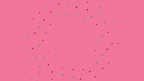 Pink background with small green and purple polka dots Stockillustratie