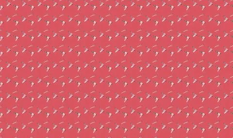 Pink background with small white and yellow flamingo pattern Stock Illustration