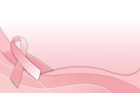 Pink background smooth lines pink ribbon breast cancer Stock Illustration