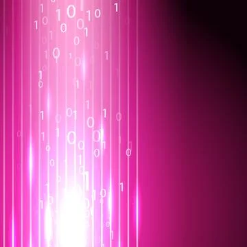 Pink background with stream of binary code Illustration