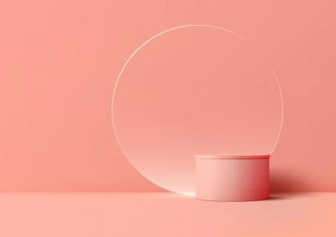 Pink Background Studio Room. 3D Realistic Cylinder Podium Stand Display Mocku Stock Illustration