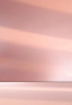 Pink Background Studio Room Shadow on Wall Floor Podium Stand Cosmetic 写真素材