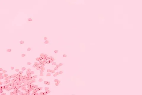 Pink background with tiny hearts. Valentines day concept. 写真素材